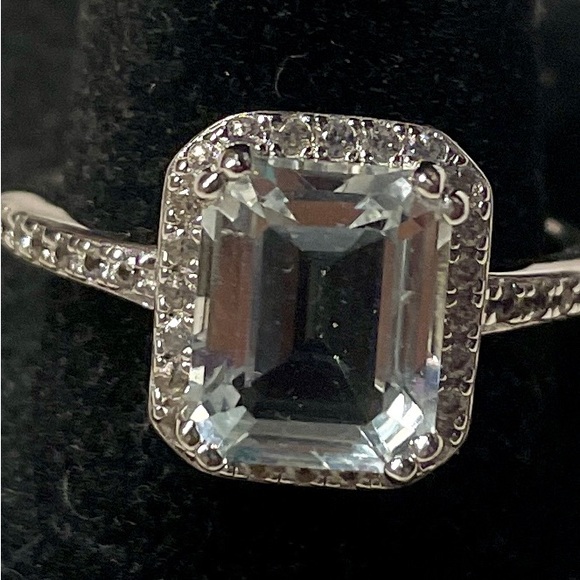 GORGEOUS Genuine Aquamarine Platinum Over 925 Ring 2.97ctw. All March Babies! - Picture 4 of 6